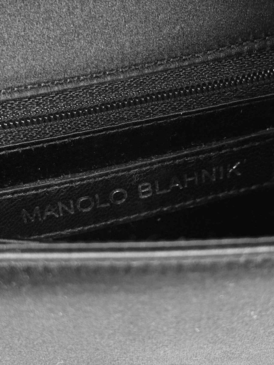 Pre - loved MANOLO BLAHNIK Envelope Black Clutch at Reems Closet
