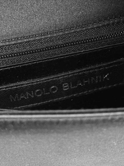 Pre - loved MANOLO BLAHNIK Envelope Black Clutch at Reems Closet