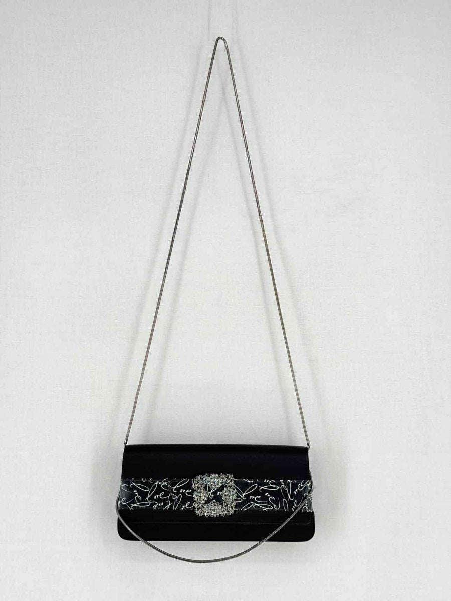 Pre - loved MANOLO BLAHNIK Envelope Black Clutch at Reems Closet