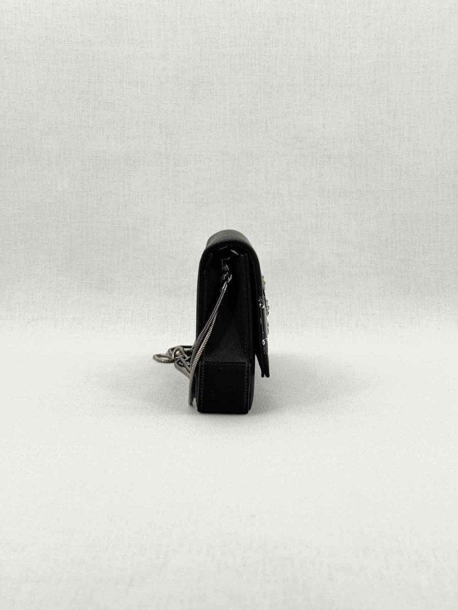 Pre - loved MANOLO BLAHNIK Envelope Black Clutch at Reems Closet