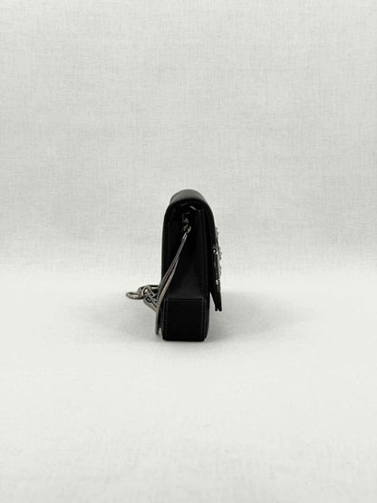 Pre - loved MANOLO BLAHNIK Envelope Black Clutch at Reems Closet