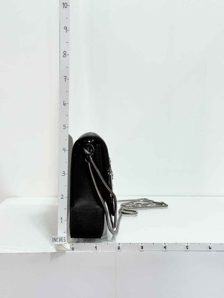 Pre - loved MANOLO BLAHNIK Envelope Black Clutch at Reems Closet