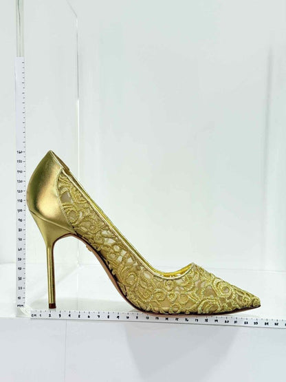 Pre - loved MANOLO BLAHNIK Gold Size EU 39 Pumps at Reems Closet