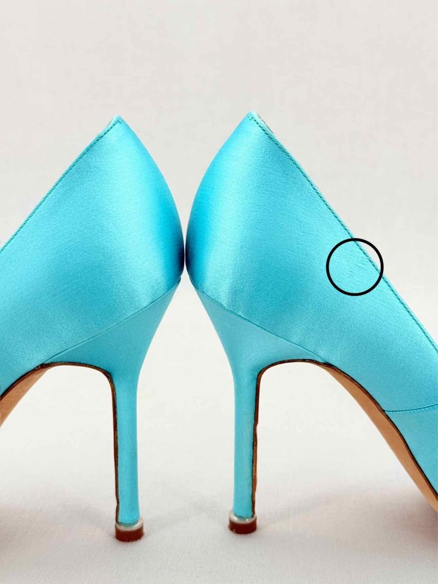 Pre - loved MANOLO BLAHNIK Hangisi Aqua Size EU 38 Pumps at Reems Closet