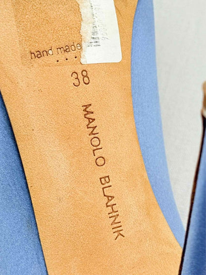 Pre - loved MANOLO BLAHNIK Hangisi Blue Size EU 38 Pumps at Reems Closet