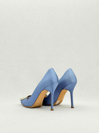 Pre - loved MANOLO BLAHNIK Hangisi Blue Size EU 38 Pumps at Reems Closet