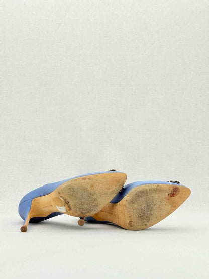 Pre - loved MANOLO BLAHNIK Hangisi Blue Size EU 38 Pumps at Reems Closet