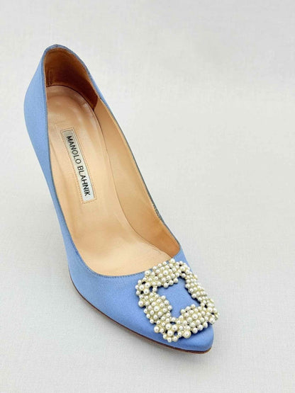 Pre - loved MANOLO BLAHNIK Hangisi Blue Size EU 38 Pumps at Reems Closet