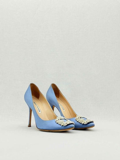 Pre - loved MANOLO BLAHNIK Hangisi Blue Size EU 38 Pumps at Reems Closet