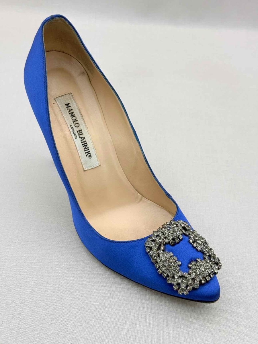 Pre-loved MANOLO BLAHNIK Hangisi Blue Size EU 38.5 Pumps at Reems Closet
