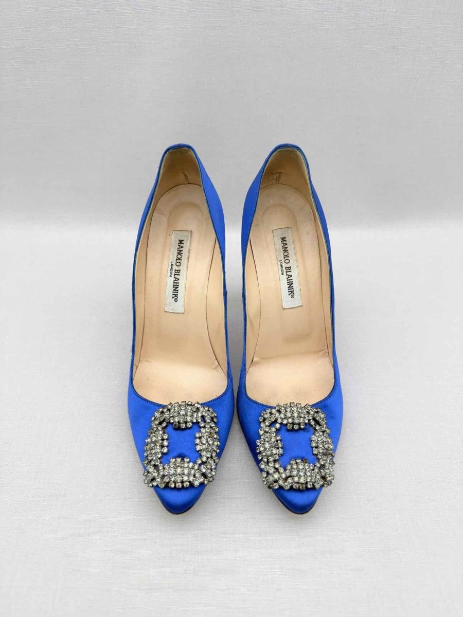 Pre-loved MANOLO BLAHNIK Hangisi Blue Size EU 38.5 Pumps at Reems Closet
