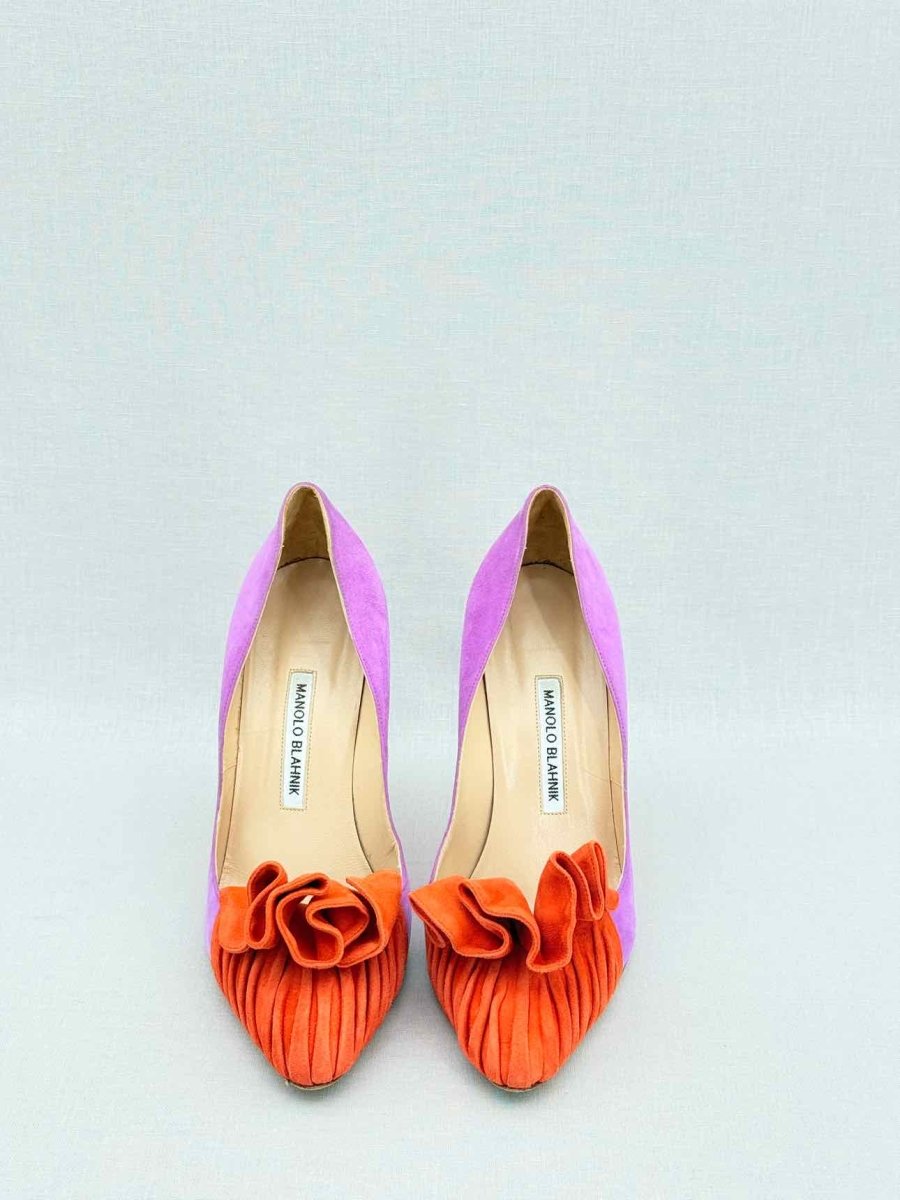 Pre - loved MANOLO BLAHNIK Orange & Purple Size EU 40 Pumps at Reems Closet