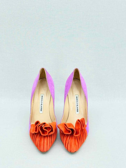 Pre - loved MANOLO BLAHNIK Orange & Purple Size EU 40 Pumps at Reems Closet