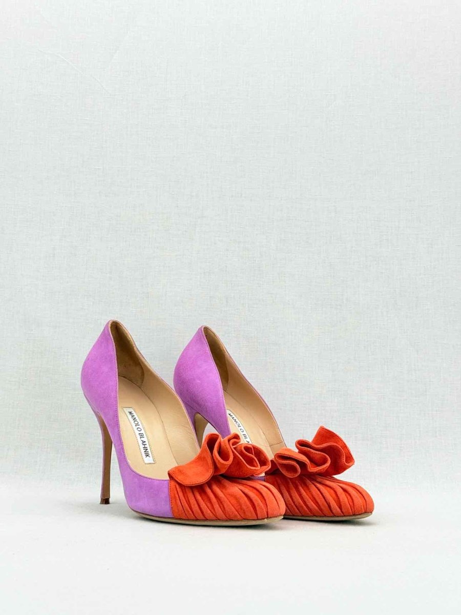 Pre - loved MANOLO BLAHNIK Orange & Purple Size EU 40 Pumps at Reems Closet