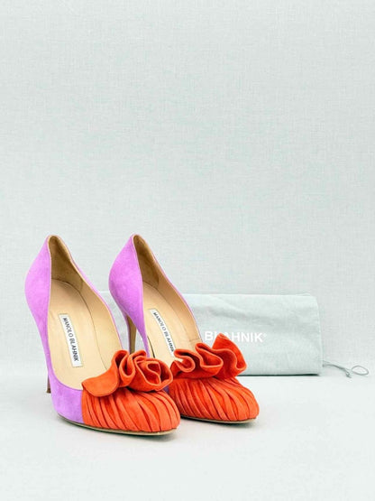 Pre - loved MANOLO BLAHNIK Orange & Purple Size EU 40 Pumps at Reems Closet