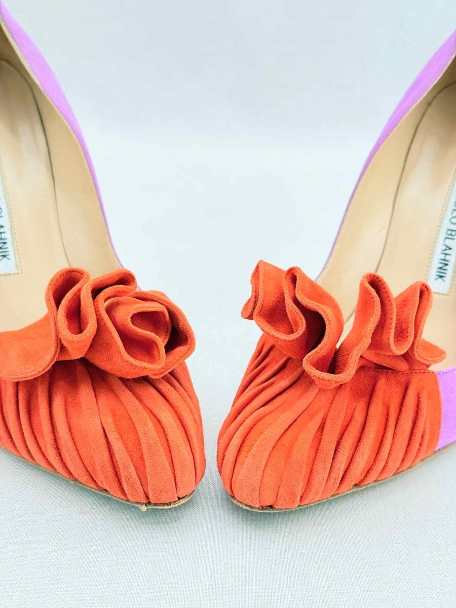 Pre - loved MANOLO BLAHNIK Orange & Purple Size EU 40 Pumps at Reems Closet