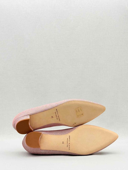 Pre - loved MANOLO BLAHNIK Pink & Silver Size EU 40 Flats at Reems Closet