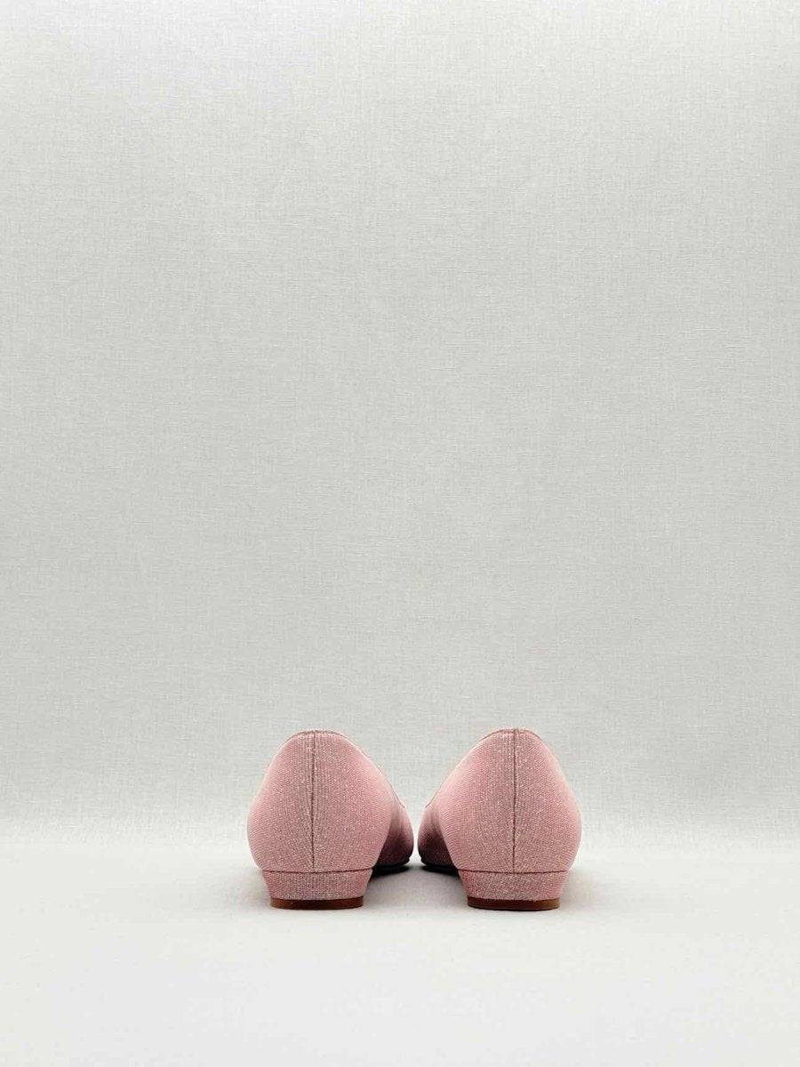 Pre - loved MANOLO BLAHNIK Pink & Silver Size EU 40 Flats at Reems Closet