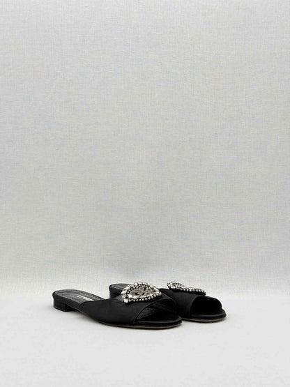 Pre - loved MANOLO BLAHNIK Pralina Black Size EU 35.5 Mules at Reems Closet