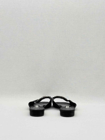 Pre - loved MANOLO BLAHNIK Pralina Black Size EU 35.5 Mules at Reems Closet