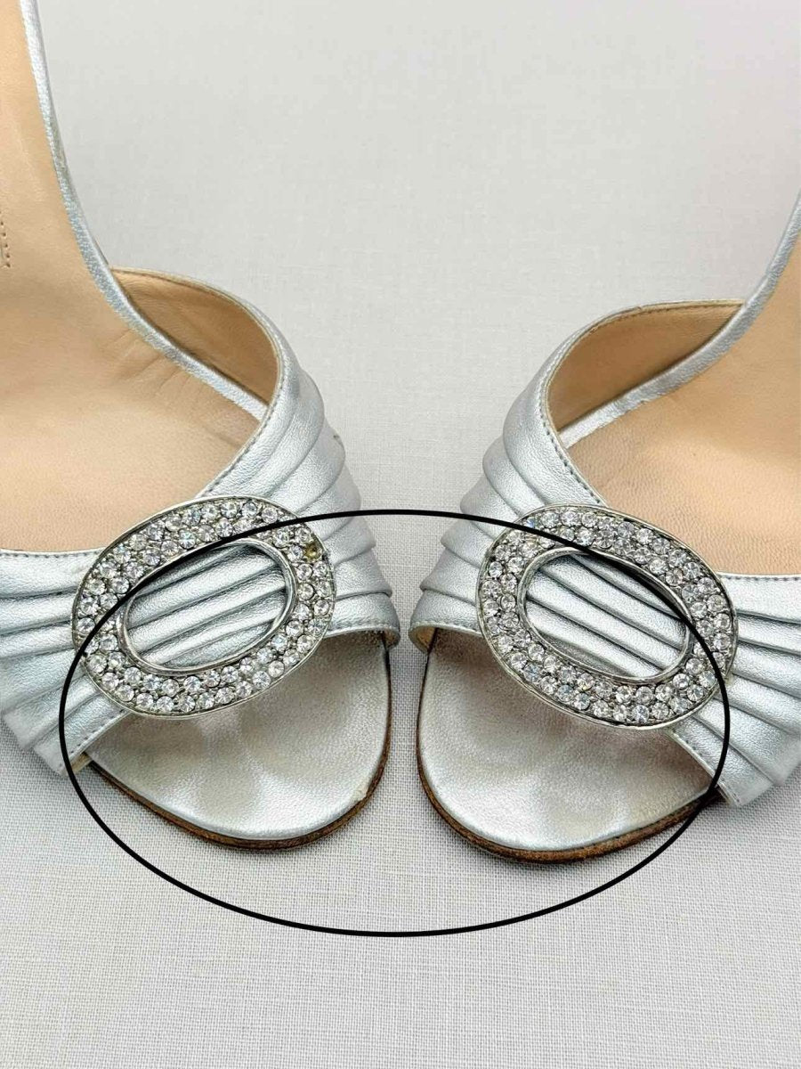 Pre-loved MANOLO BLAHNIK Silver Size EU 38.5 Heeled Sandals at Reems Closet