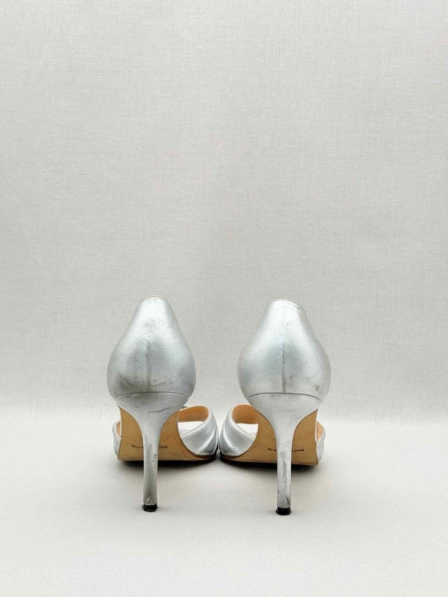Pre-loved MANOLO BLAHNIK Silver Size EU 38.5 Heeled Sandals at Reems Closet