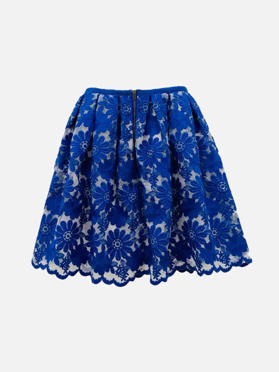 Pre - loved MANOUSH Blue Embroidered Mini Skirt at Reems Closet