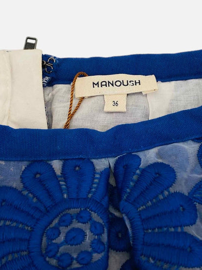 Pre - loved MANOUSH Blue Embroidered Mini Skirt at Reems Closet