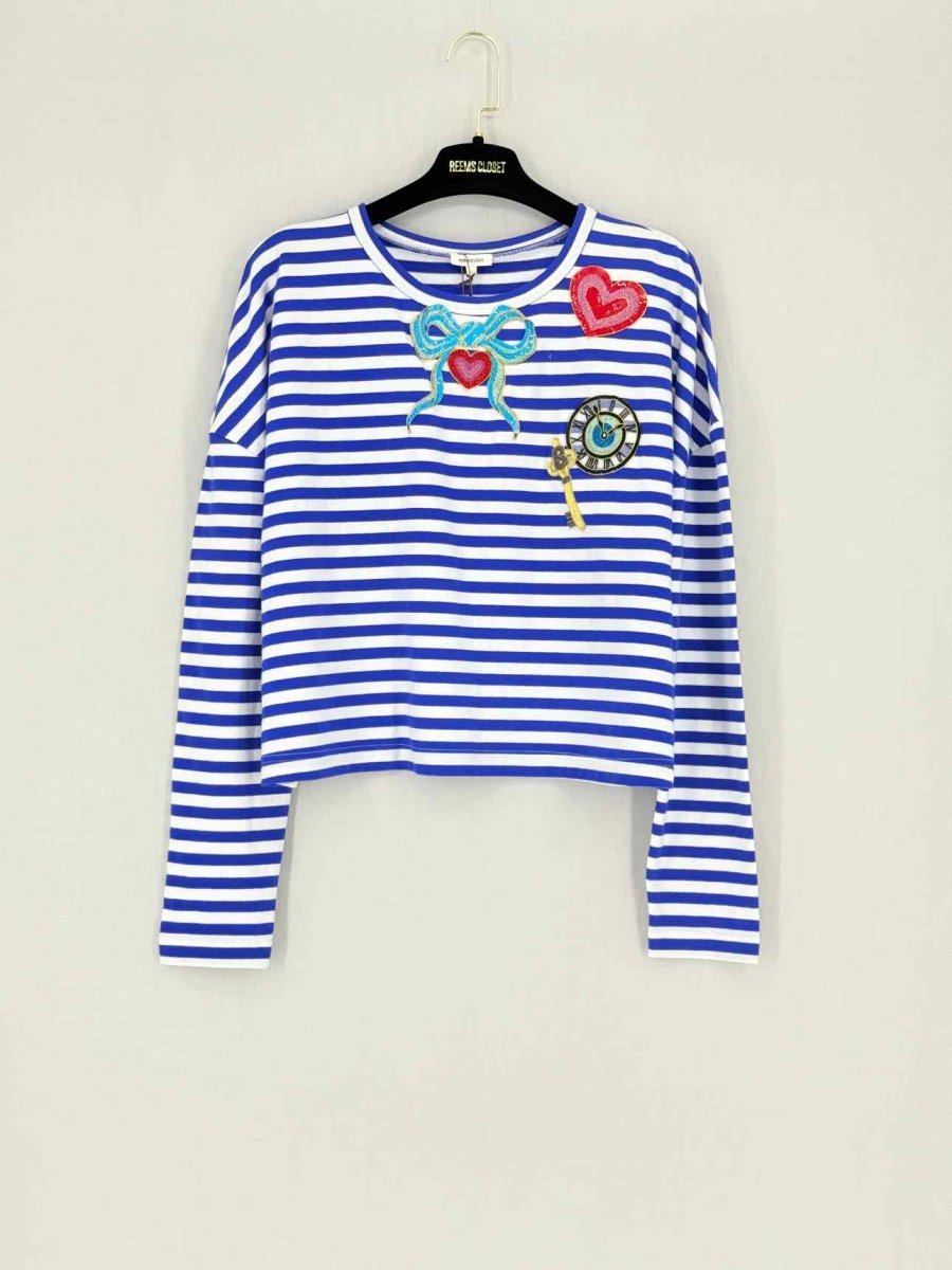 Pre - loved MANOUSH Blue & White Striped Size Small Top at Reems Closet