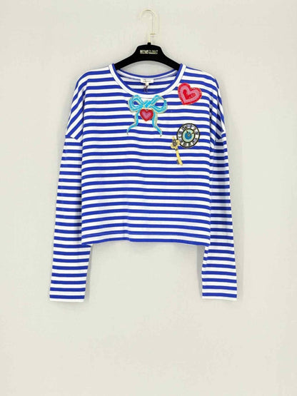 Pre - loved MANOUSH Blue & White Striped Size Small Top at Reems Closet