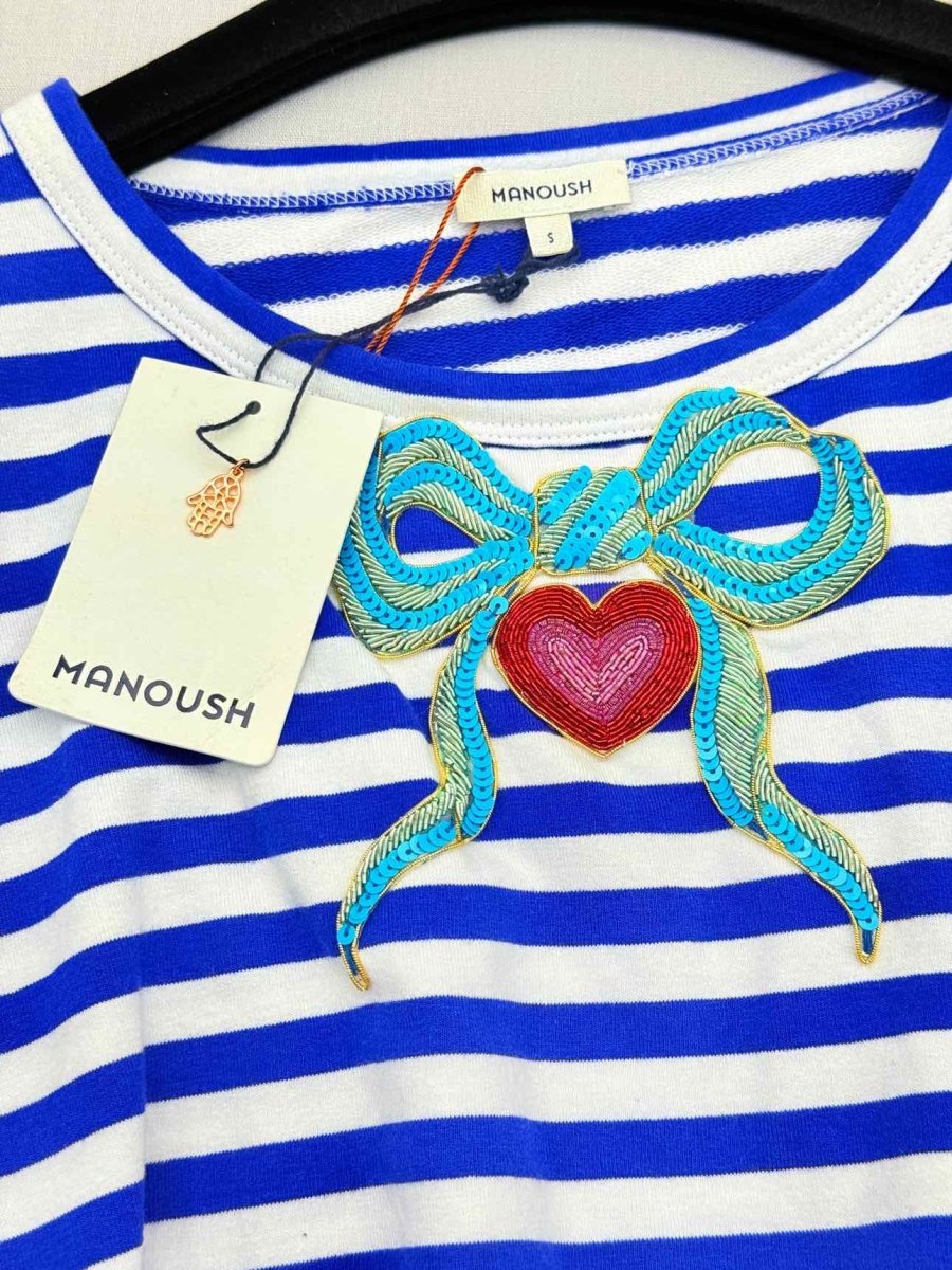 Pre - loved MANOUSH Blue & White Striped Size Small Top at Reems Closet