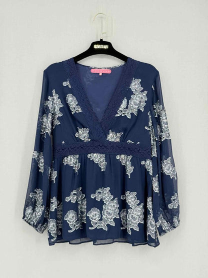 Pre - loved MANOUSH Navy Blue w/ Silver Size US 6 Blouse at Reems Closet