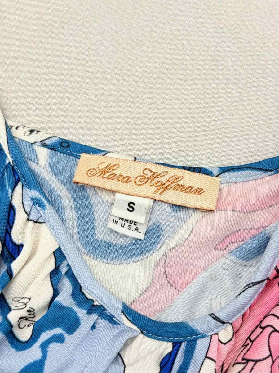Pre-loved MARA HOFFMAN White w/ Pink & Blue Print Size Small Top at Reems Closet