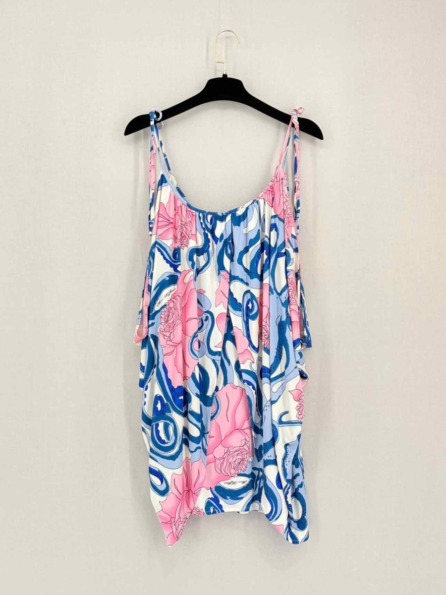 Pre-loved MARA HOFFMAN White w/ Pink & Blue Print Size Small Top at Reems Closet