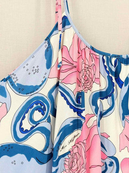 Pre-loved MARA HOFFMAN White w/ Pink & Blue Print Size Small Top at Reems Closet