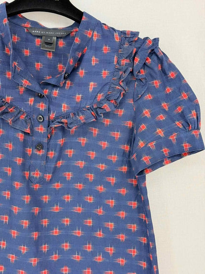 Pre-loved MARC BY MARC JACOBS Navy Blue & Red Size US 4 Blouse at Reems Closet