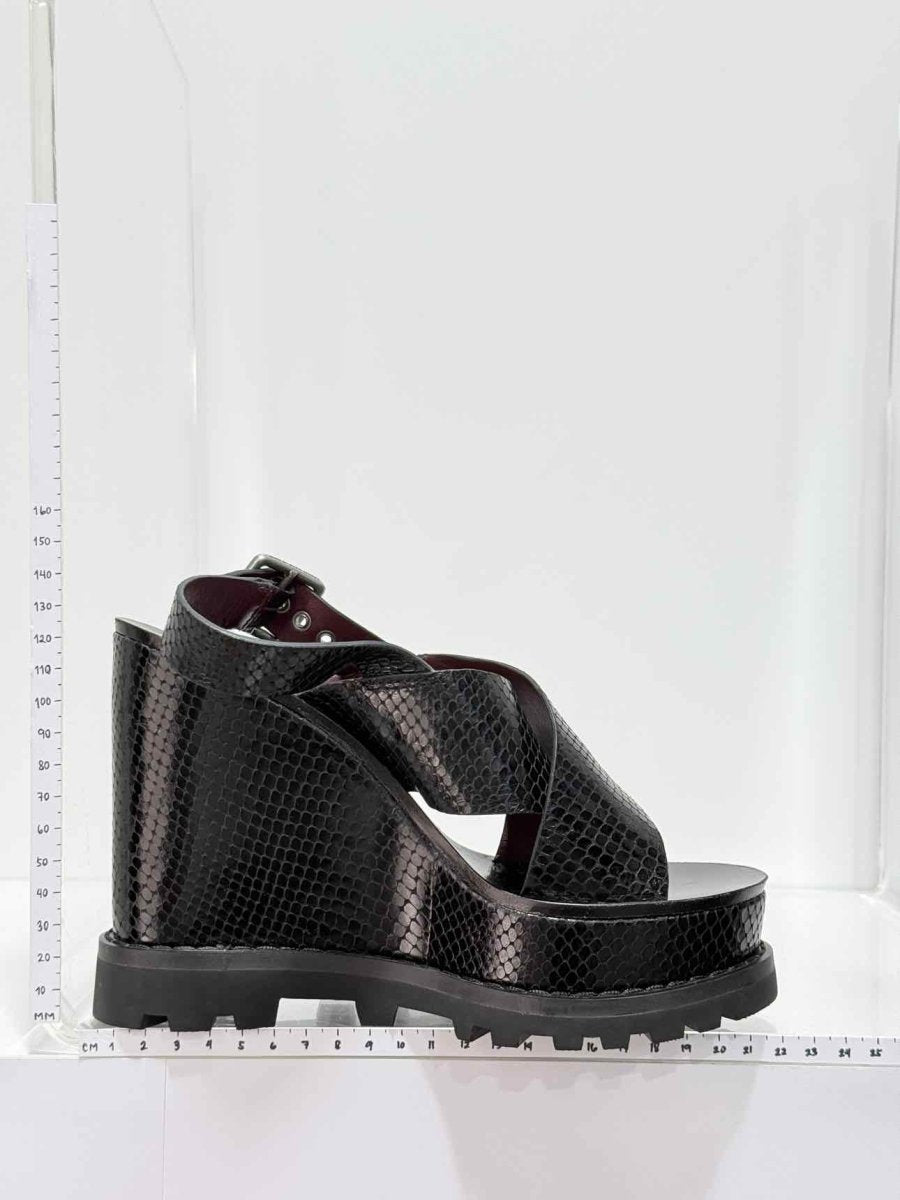 Pre - loved MARC JACOBS Black Python Embossed Size EU 37.5 Wedges at Reems Closet