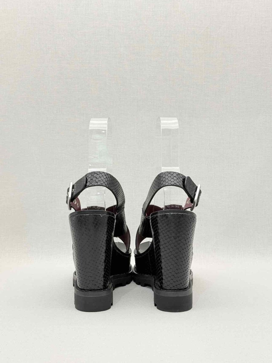 Pre - loved MARC JACOBS Black Python Embossed Size EU 37.5 Wedges at Reems Closet