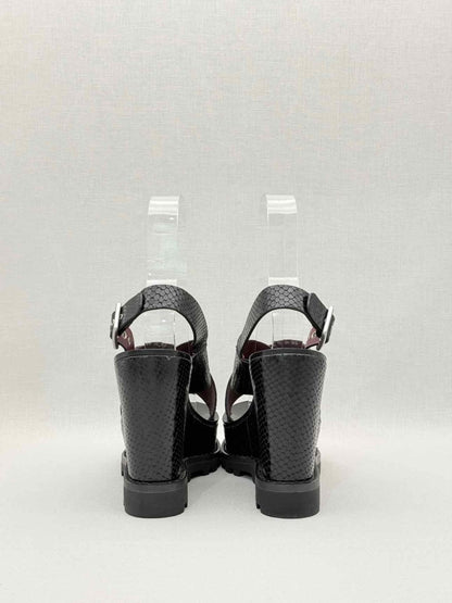 Pre - loved MARC JACOBS Black Python Embossed Size EU 37.5 Wedges at Reems Closet