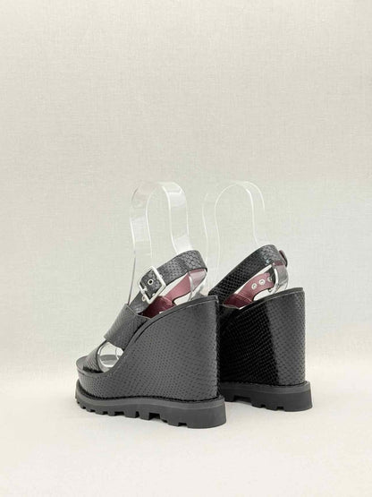 Pre - loved MARC JACOBS Black Python Embossed Size EU 37.5 Wedges at Reems Closet