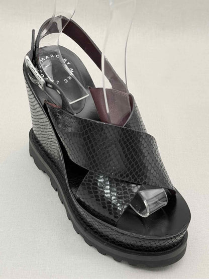 Pre - loved MARC JACOBS Black Python Embossed Size EU 37.5 Wedges at Reems Closet
