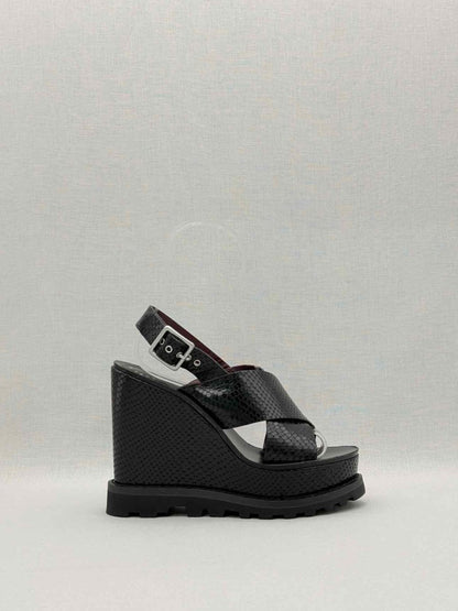 Pre - loved MARC JACOBS Black Python Embossed Size EU 37.5 Wedges at Reems Closet