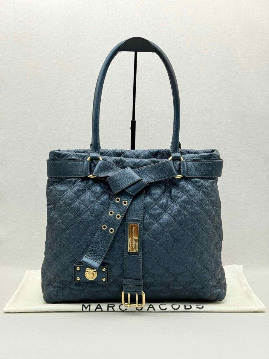 Pre-loved MARC JACOBS Bruna Metallic Blue Quilted Tote Bag at Reems Closet