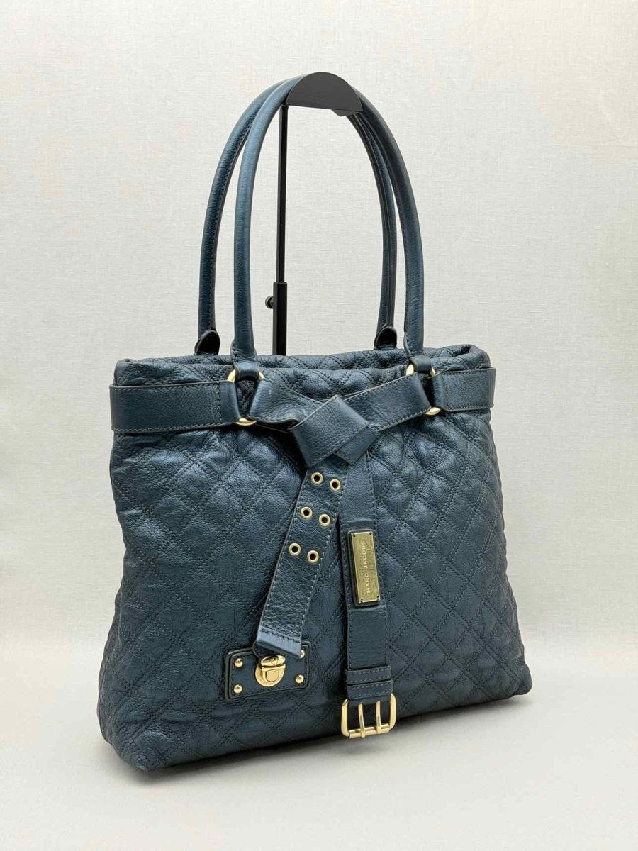 Pre-loved MARC JACOBS Bruna Metallic Blue Quilted Tote Bag at Reems Closet