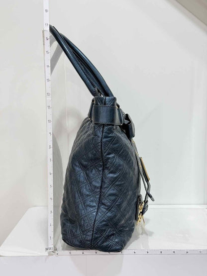 Pre-loved MARC JACOBS Bruna Metallic Blue Quilted Tote Bag at Reems Closet
