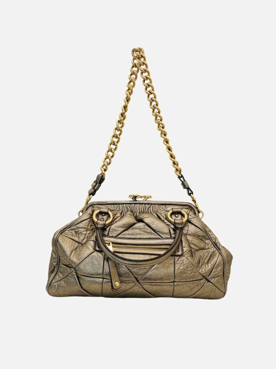 Pre - loved MARC JACOBS Patchwork Stam Gold Quilted Shoulder Bag at Reems Closet