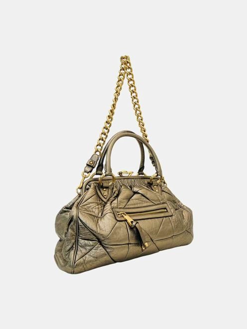 Pre - loved MARC JACOBS Patchwork Stam Gold Quilted Shoulder Bag at Reems Closet