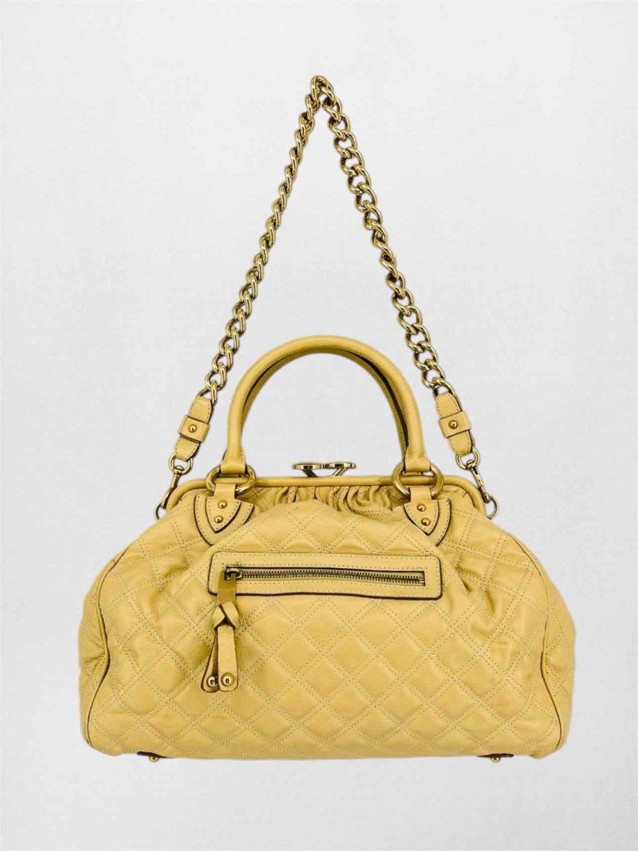 Pre-loved MARC JACOBS Stam Bag Beige Quilted Top Handle at Reems Closet