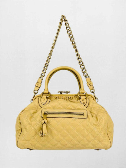 Pre-loved MARC JACOBS Stam Bag Beige Quilted Top Handle at Reems Closet