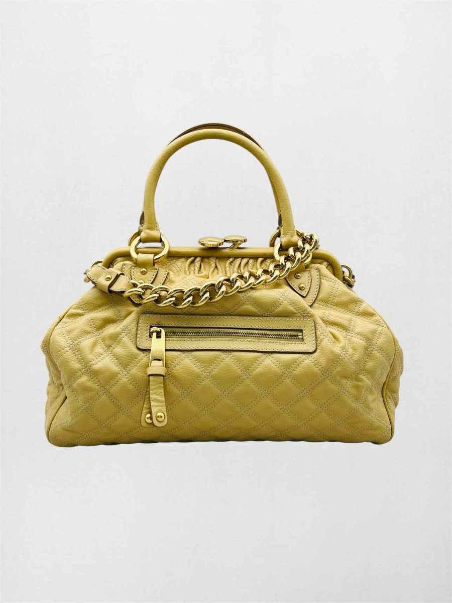 Pre-loved MARC JACOBS Stam Bag Beige Quilted Top Handle at Reems Closet